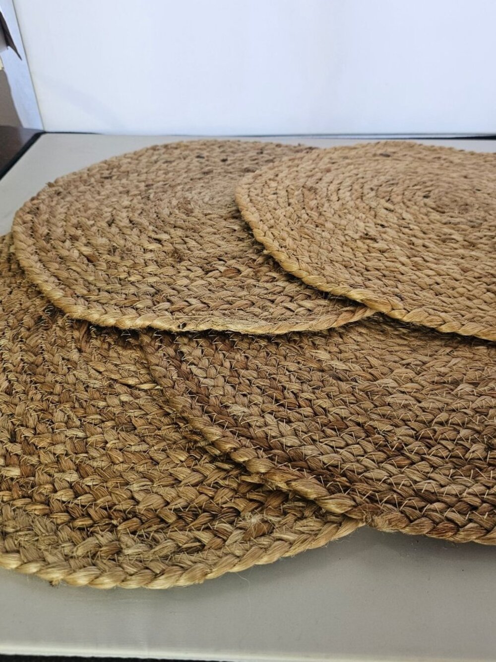 4 Braided Hemp Rope Placemats 16" Boho Stitched Table Mats farmhouse cottage - Picture 7 of 7